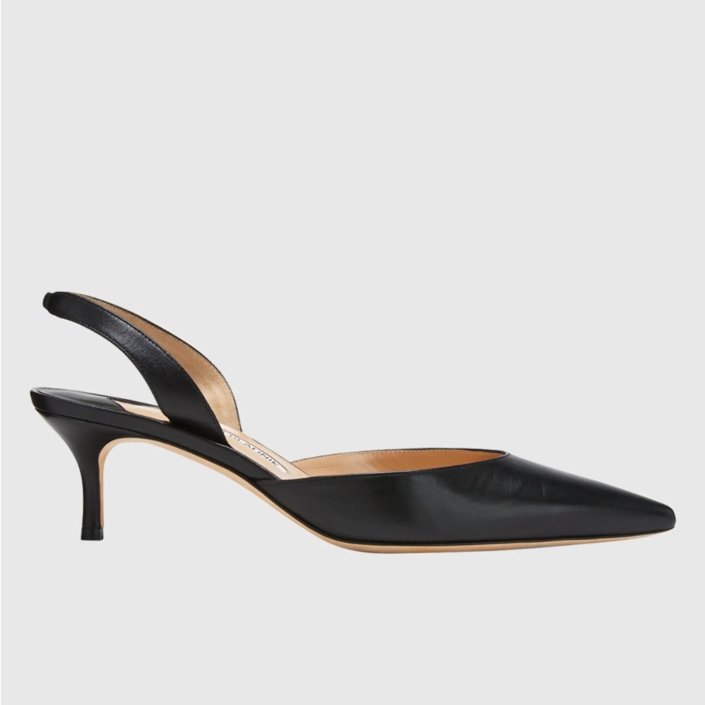 Carolyne Leather Low-Heel Slingback Pump